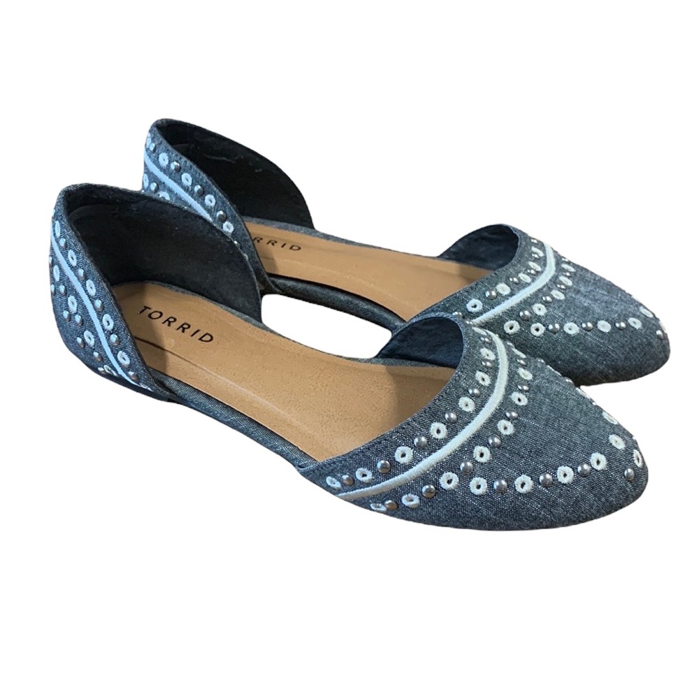 Torrid Studded Chambray D’Orsay Flats Size 8W